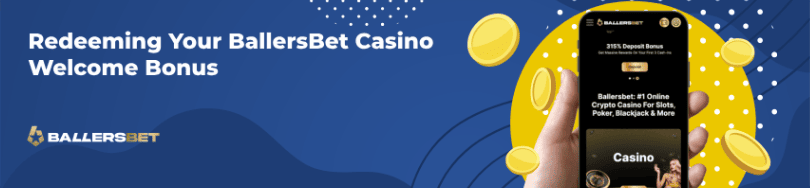 Banner of bonuses and promotions of BallersBet casino