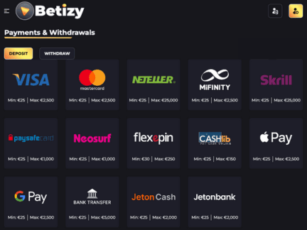 Betizy Casino cashier