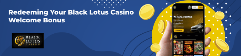 Banner of bonuses and promotions of Black Lotus casino