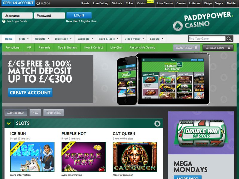 Paddy Power Casino website