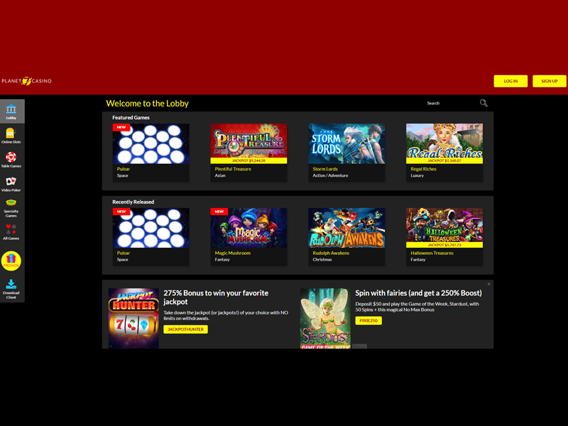 Planet 7 Casino software