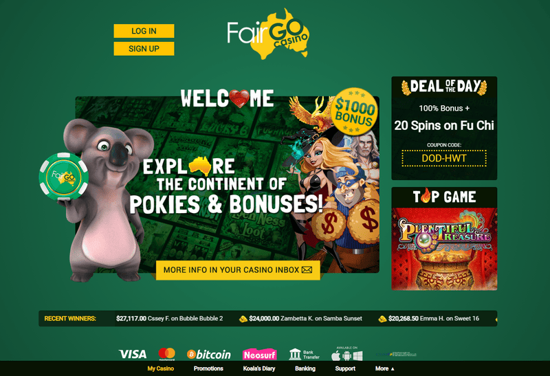 Fair Go Casino website