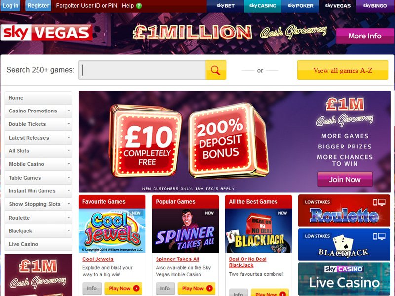 Sky Vegas Casino website