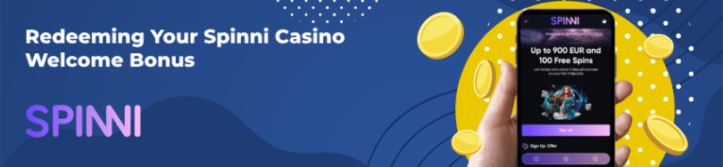 Banner of bonuses and promotions of  Spinni casino