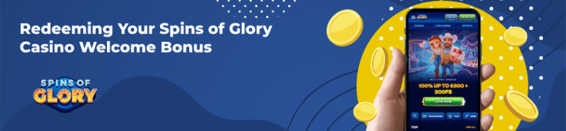 Banner of bonuses and promotions of Spins of Glory casino