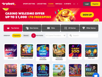 TryBet Casino website