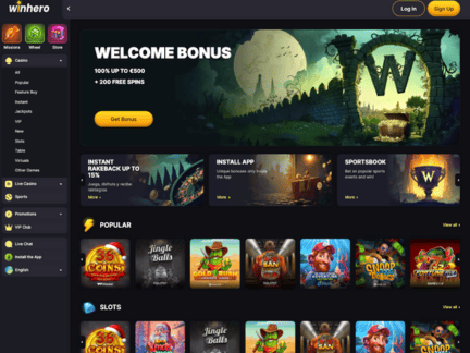 WinHero Casino website