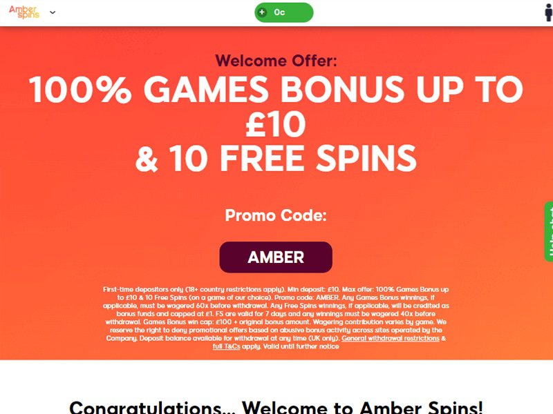 Amber Spins website