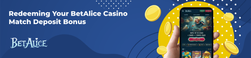 Banner of bonus and promotions of BetAlice casino