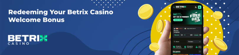 Banner of bonuses and promotions of Betrix casino