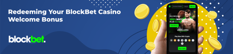 Banner of bonuses and promotions of BlockBet casino