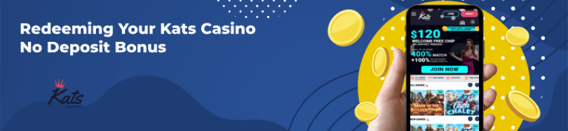 Banner of no deposit bonuses of Kats Casino