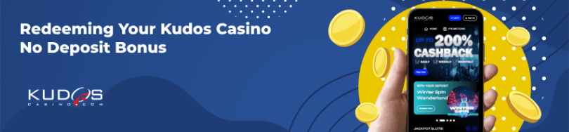 Banner of Kudos Casino's No Deposit Bonuses