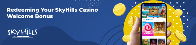 Banner of bonuses and promotions of SkyHills casino