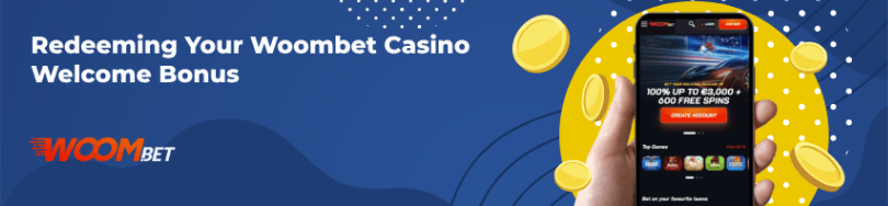 Banner of bonuses and promotions of WoomBet casino