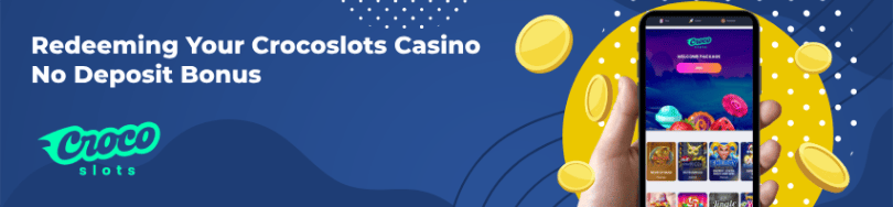 A banner of Crocoslots Casino bonus and promotions