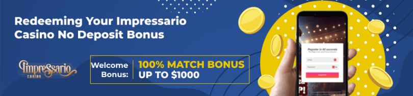 A banner of Impressario casino bonuses and promotions.