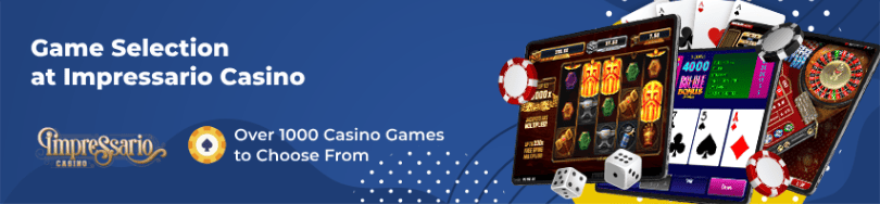 A banner with different games from Impressario casino.