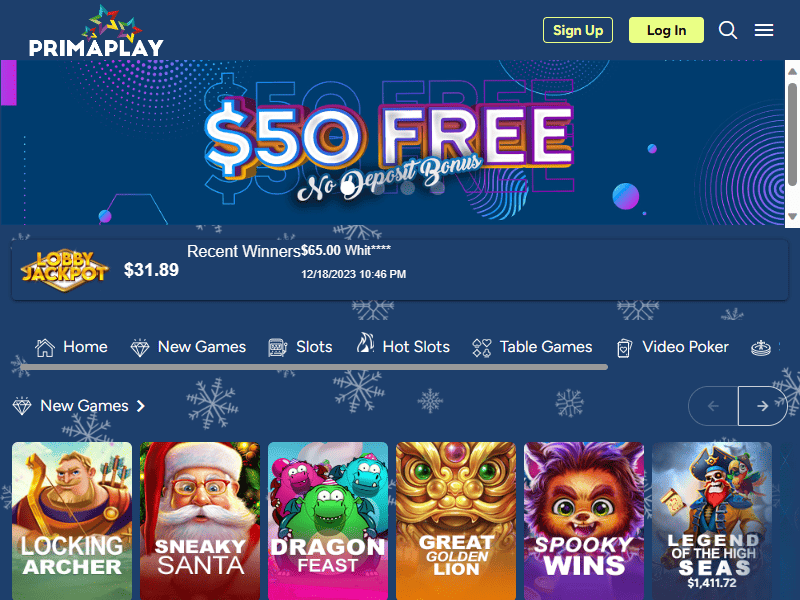 PrimaPlay Casino website