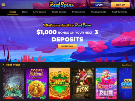 ReefSpins Casino website