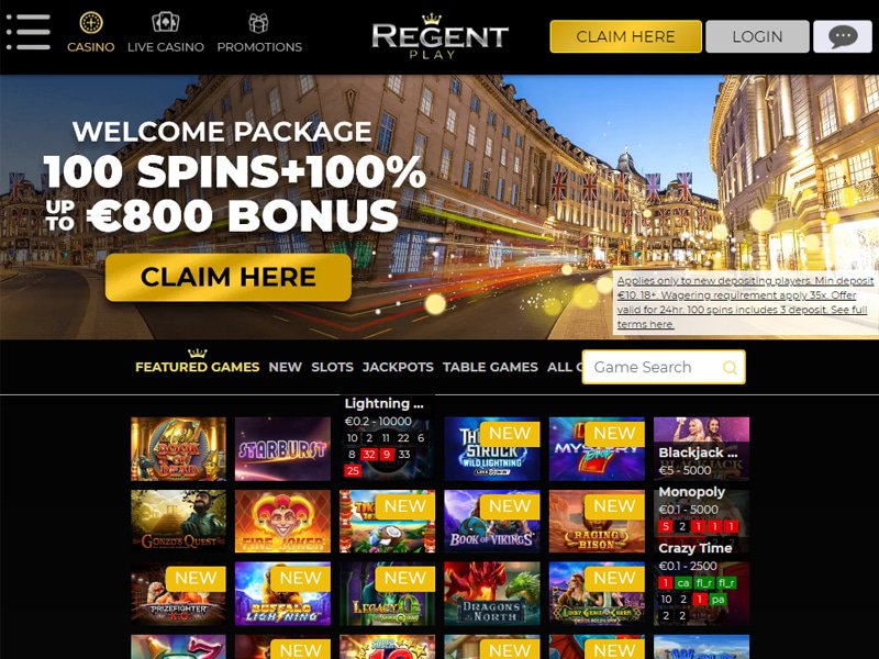 Regent Casino website